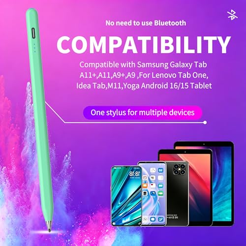 Digital for Android Tablets Stylus Pen for Samsung Galaxy Tab A11+Plus/A11/A9+/A9 Pencil,Accurate Without delay，One-Click Power On/Off,+2Nibs&Long Battery Life (Green) - color: Green