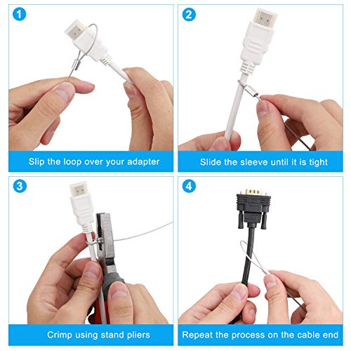 50 Pack Adjustable Cable Tether Universal Computer Adapter Lock Kit DIY Kit Stainless Steel with Nylon Coat Tether Computers Adapters - size: 50
