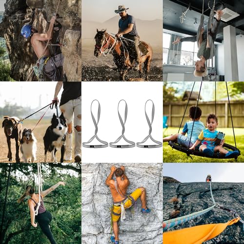 18MM Nylon Climbing Sling Runner 23KN CE2008/EN566 Rock Climbing Webbing Straps for Outdoor Climbing, Rappelling, Swing, Yoga Hammock etc - color: Grey|120cm/48inch|3PCS