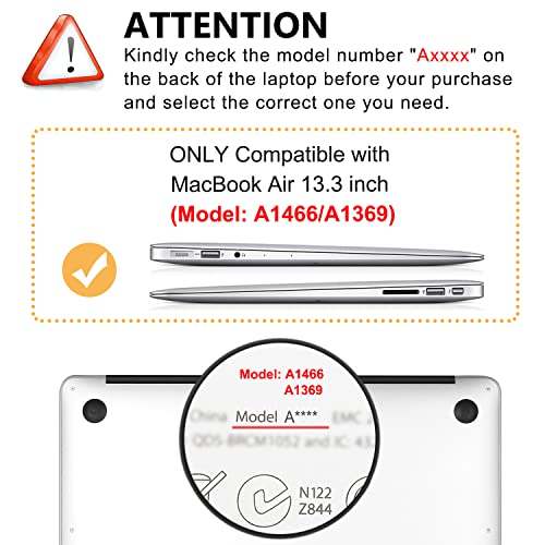 Case for MacBook Air 13 inch A1466 A1369 2010-2017 Release, 5 in 1 Matte Clear Hard Shell&Keyboard Cover&Screen Protector&Webcam Cover Compatible with Older Version Mac Air 13.3 inch - Floral - color: Z Blue Yellow