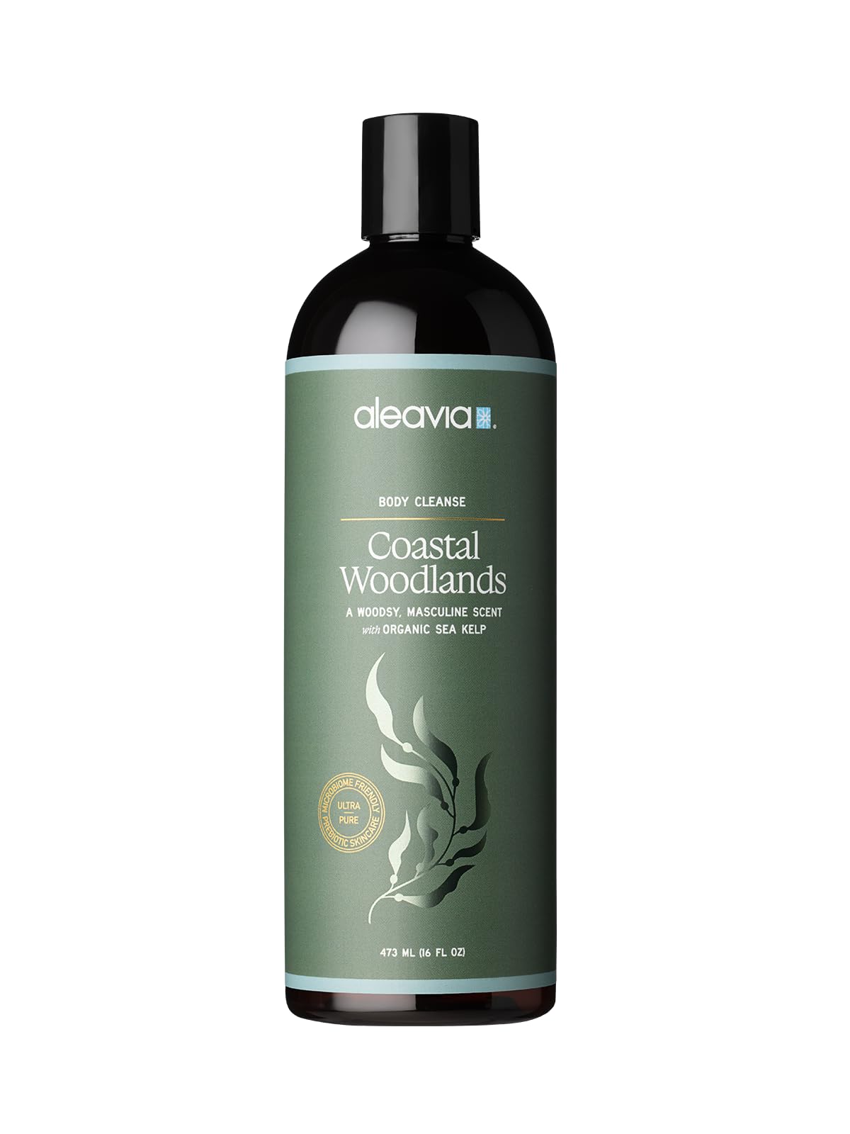 Aleavia Coastal Woodlands Mens Body Cleanse – Organic & All-Natural Prebiotic Body Wash for Men, Woodsy Notes Scented with 13 Essential Oils, – Nourish Your Skin Microbiome – 16 Oz.