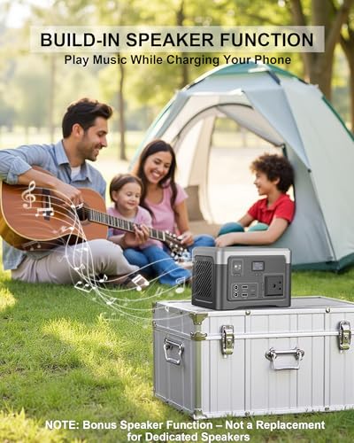 Portable Power Station 192Wh Outdoor Generator with AC Outlet 100W(200W Surge) Power Bank for Home Backup Outdoor Emergency RV Van Hunting, 3.9lb, Music Player&LED Lights LiFePO4 Battery