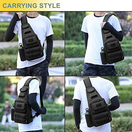 Tactical Shoulder Bag - 1000D Molle Military Backpack Outdoor Daypack Chest Pack (Darkblue) - color: Darkblue