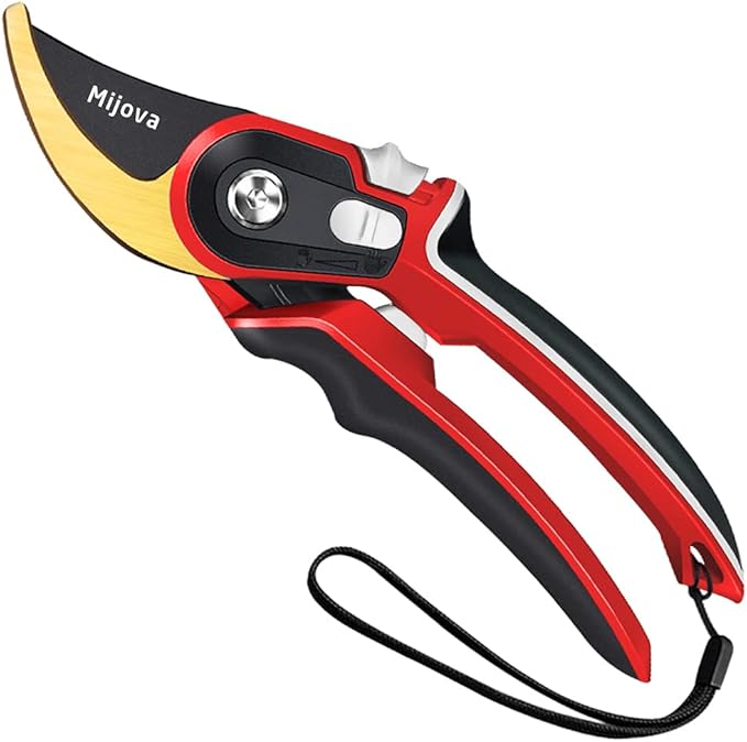 Garden Pruners, Heavy Duty Garden Clippers, Pruning Shears with Adjustable Thumb Lock, Hand Gardening Tools Pruners, High Carbon Steel Sharp Gardening Scissors