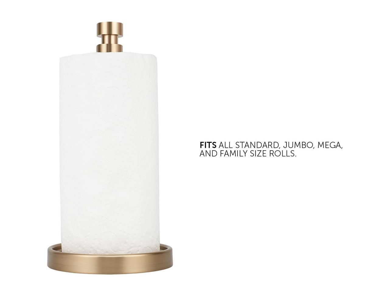 Ivilon Countertop Paper Towel Stand - Steady and Easy Tear - Fits All Paper Towel Rolls - Warm Gold