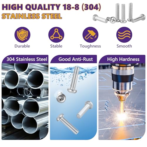 20Pcs M4x35mm Phillips Pan Head Machine Screws Kit 304 SS for DIY | Full Thread, Anti-Rust & Anti-Corrosion, For Furniture Repair, Electronics & 3D Printer Small Models, Storage Case Included - size: M4x35mm