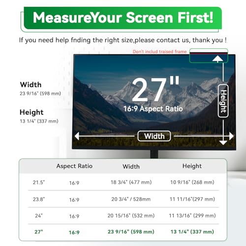 [2 Pack] Magnetic Hanging 27 Inch Computer Anti Blue Light Screen Protector for 16:9 Aspect Ratio Widescreen Monitor, Eye Protection Anti-Glare Light LED PC Screen Protector, Removable 27in Protective Film - size: 27 inch
