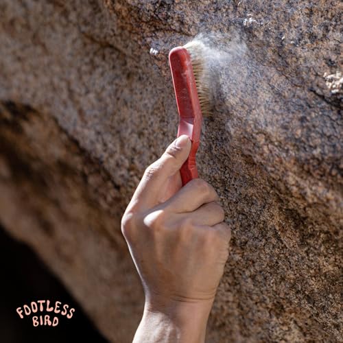 Rock Climbing & Bouldering Brush, Ergonomic, High Density Wild Boar's Thick Hair Bristles, 100% Recyclable, Strong Outdoor & Indoor Free Spiky Ring, Pink - color: Pink