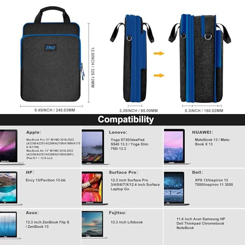 Laptop Case 12.9 13 Shoulder Bag, Expandable Handbag with Valuables Compartment Compatible with MacBook Air/Pro/Neo 13" M5/M4/M3/M2/M1, iPad 12.9/13/11, Water-Resistant & Shockproof,B01K03 - color: B01k03, size: 13"
