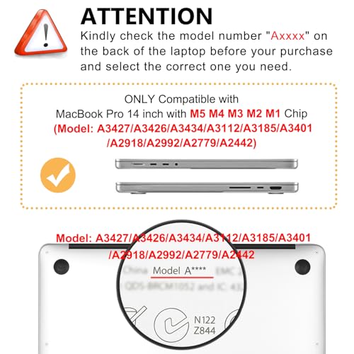 Case for MacBook Pro 14-inch Laptop M5 M4 M3 M2 M1 A3427 A3426 A3434 A3112 A3185 A3401 A2918 A2992 A2779 A2442 2026-2021 Release, Hard Shell&Keyboard Cover&Screen Protector&Webcam Cover, Crystal Black - color: Black
