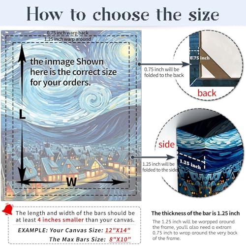 Canvas Stretcher Bars 8x10 Inch Frame Kit, Available in 25+ size Wood Stretcher Bars for Home and Office, Gallery Wrap Wall Arts Supply for Oil Painting, Poster, Picture & Paint by Numbers - size: 8" x 10"