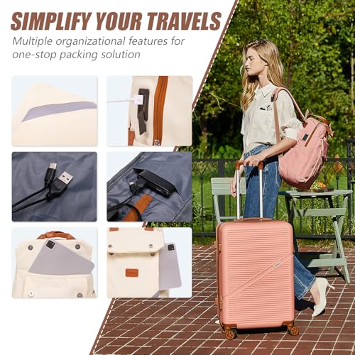 Cosbarn Carry On Luggage,3 Piece Suitcase Set,22x14x9 Airline Approved | Lightweight ABS Hardside Luggage, TSA-Approved Lock,Suitcases with 360° Spinner Wheels,20Inch,Matching Backpack,For Men&Women - color: Black, style: Carry on Luggage With Backpack