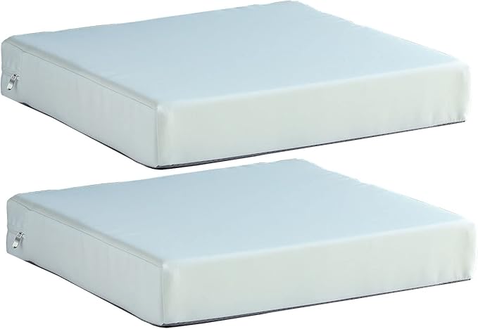 Patio Chair Cushions Set of 2 Non Slip Bottom Chair Pad with Ties Waterproof Square Outdoor Seat Cushion Replacement for Garden Swing Furniture 22x22 Inch, White