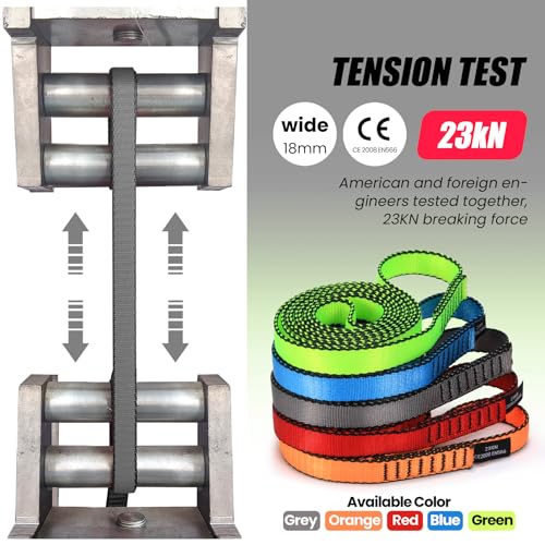 18MM Nylon Climbing Slings Runners 23 kN Strong Webbing Straps for Rock Climbing, Rappelling, Swing, Yoga Hammock etc - color: 3PCS Grey, size: 48inch/120cm