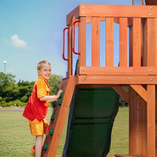17'' Red Playground Handles Indoor Kids Monkey Bar Ladders Pack of 6 | Heavy Duty Solid Steel, Bright Color Smooth Glossy Powder Coated, Comfy Secure Handle Bar for Playset SwingSet Climbing Frame - color: Red