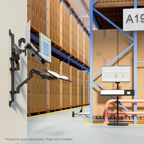 Mount-It! Single Monitor Wall Mount & Pole Mount, Full Motion 17-32" | Wall or pole mounting for one computer monitor screen up to 15.4 lbs counterbalance arm that tilts, swivels 180° rotates 360° - style: Monitor