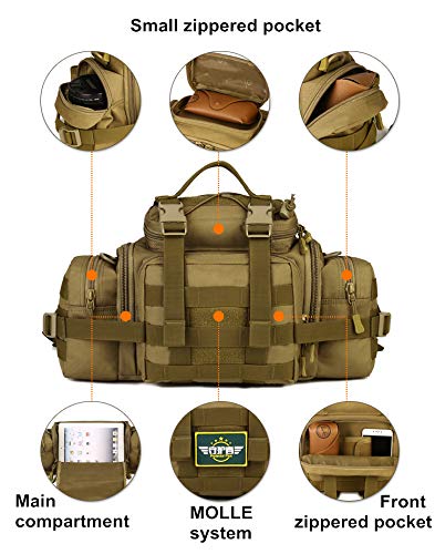 Tactical Assault Gear Sling Pack Hiking Duffle Fanny Packs MOLLE Compact Utility Military Waist Range Bag Heavy Duty EDC Camera Shoulder Backpack (Coyote Brown) - color: Coyote Brown