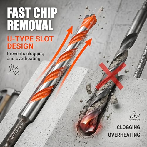 Concrete Carbide Drill Bits Hex Shank Masonry Cement Tile Drill Bit Set for Glass/Brick/Plastic/Cement/Tile 4mm-12mm (10PCS) - size: 4mm-12mm