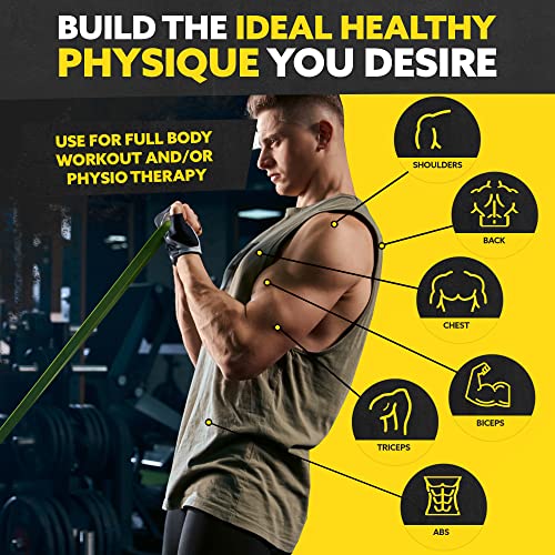 Long Resistance Bands Set, 5 Pull Up Assistance Bands for Working Out | 5 resistance levels, natural latex construction, exercise bands for strength training, stretching and physical therapy - color: Green