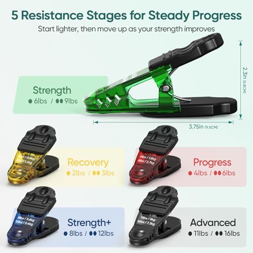 FitBeast Finger Exerciser Set, Pinch Clips & Finger Extension Bands for Hand Therapy, Grip Strength, Dexterity & Hand Rehab