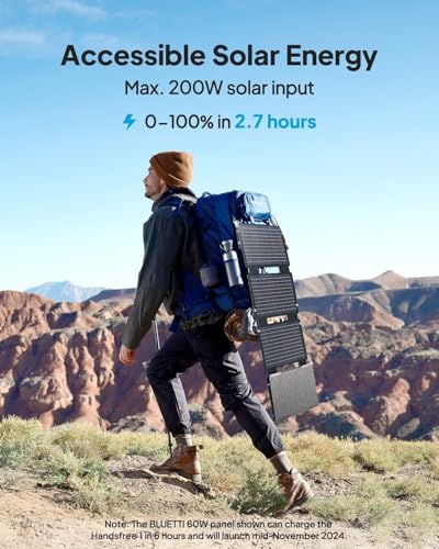 BLUETTI Solar Generator Handsfree 1 with 100W 268Wh Portable Power Station | 300W AC Outlet, Solar Generator with a 42L Backpack, All in One Solar Power System for Hiking, Photography, Travel - style: BLUETTI Handsfree1+100W Solar Panel