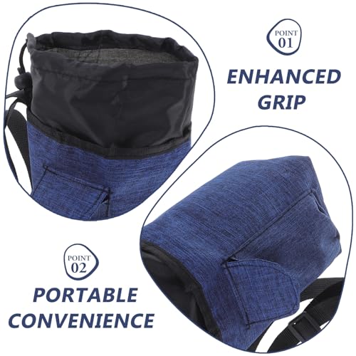 INOOMP Rock Climbing Chalk Bag with Zippered Storage Pocket, Chalk Carrier Waist Pouch for Bouldering and Weightlifting, Navy Blue Sturdy Outdoor Climbing Gear Holder