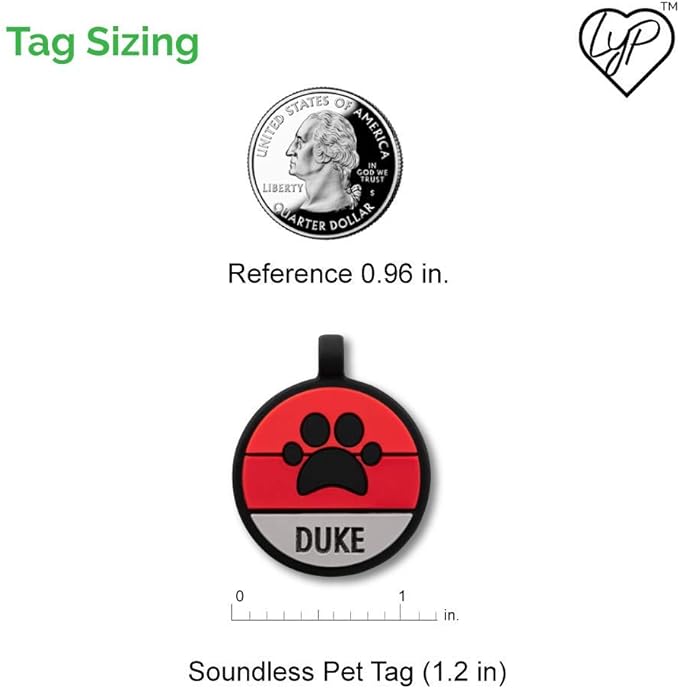 LYP Original Soundless Pet ID Tags | Custom Dog Tags Personalized for Pets | Durable Silicone Deep Engraved Dog Tag | No More Jingling | Pink Heart
