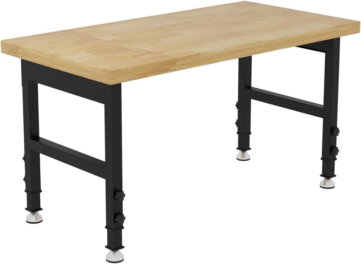 48" Work Bench, Adjustable Height Workbench, Heavy-Duty Thicker Work Table, 2000 LBS Load Capacity Workstation for Garage, Workshop, Office, Home