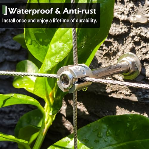 Wire Trellis Kit, 30-Set 5/64”(2mm) Crosshead Kit with 150ft Cable | T316 Marine Grade Stainless Steel, Wall-Mounted Cable Trellis for Climbing Plants Outdoor, Garden Fence Espalier System - size: 30 Sets
