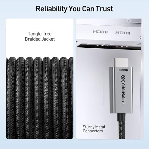 Cable Matters 48Gbps Unidirectional USB C to HDMI 2.1 Cable, 3ft | 4K@240Hz / 8K@60Hz HDR, for macOS and Windows, No Firmware Update Needed, Thunderbolt to HDMI 2.1 - size: 3 Feet