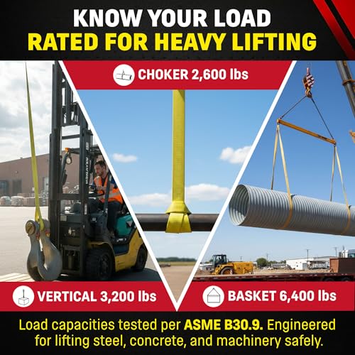 DD Sling 1 Inch x 20 Foot Nylon Lifting Sling – USA Made, 3,200 lb Vertical, 2,600 lb Choker, 6,400 lb Basket – 2-Ply Heavy Duty 900 Webbing, Type 3 Flat Eye & Eye Rigging Sling - size: 1"x20'