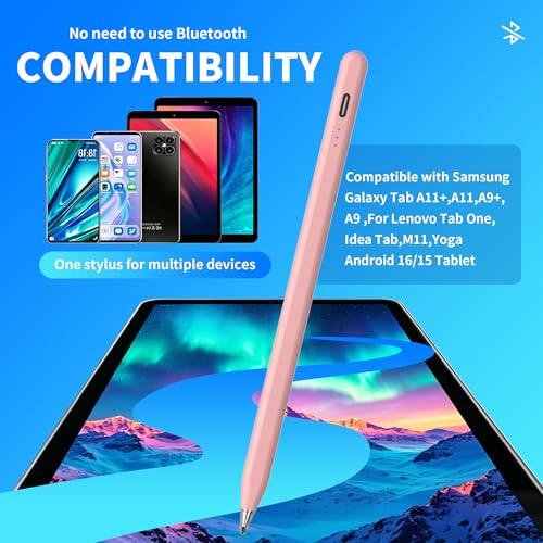 Galaxy Tab A11+ Stylus Pen for Samsung Table A11/A9+/A9 Drawing Stylus for Android Tablets, Precise Writing Pencil,Fast Charging,Auto Sleep,Button on/Off (Pink) - color: pink