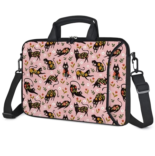 Messenger Bag Carrying Case Sleeve with Handle Accessory Pocket Fits Laptops/Notebook/ebooks/Kids tablet/ipad (11-13.3 inch, Flowers Cats) - color: Flowers Cats, size: 11-13.3 inch