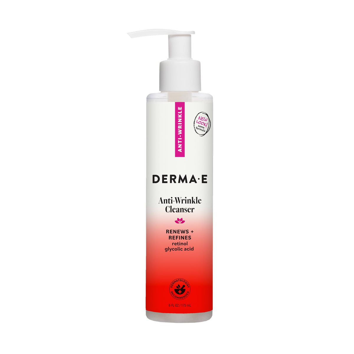 DERMA E Anti-Wrinkle Cleanser for Nighttime with Glyolic Acid, 6 Fl Oz