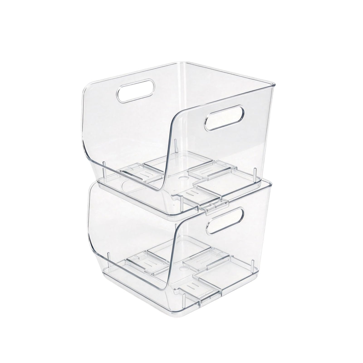 Maxset 2 Pack Clear Storage Bins, Pantry Organizer Bins with Handle