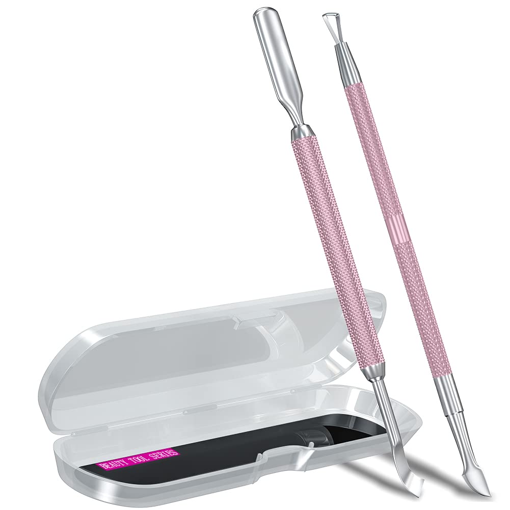 2Pcs Metal Lilac Cuticle Pusher And Cutter Remover Salon Quality Stainless Steel Gel Nail Polish Peeler Scraper Durable Manicure