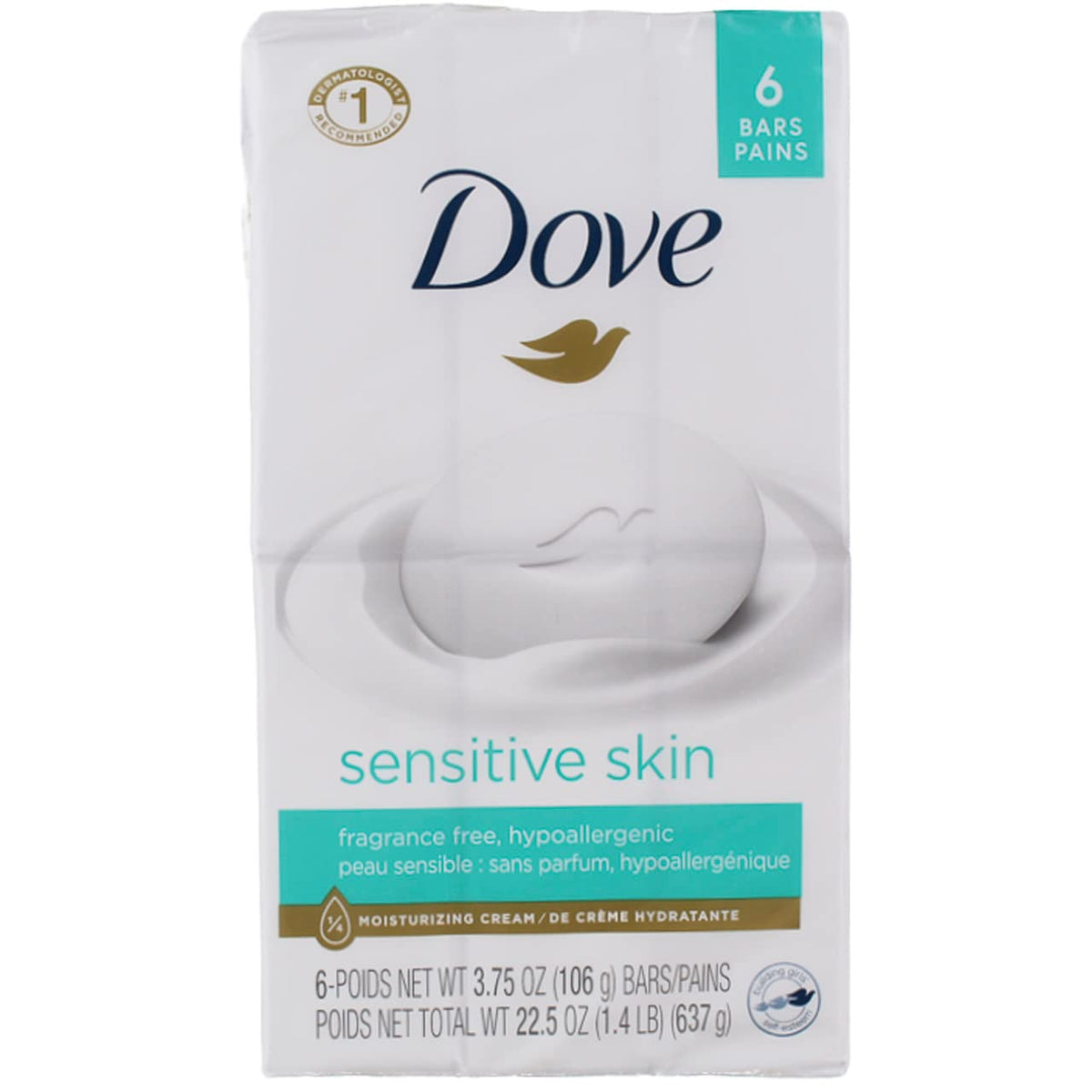 Dove Moisturizing For Softer Skin, Fragrance-Free, Hypoallergenic Beauty Bar Sensitive Skin Effectively Washes Away Bacteria Whi