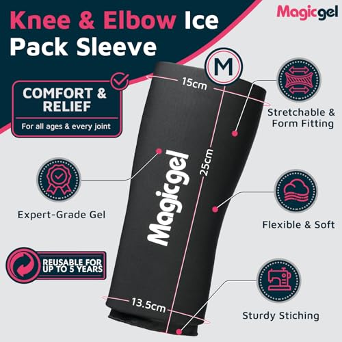 Magic Gel Medium Knee & Elbow Ice Pack Sleeve 1 Pack – Reusable Hot & Cold Therapy Wrap for Targeted Relief – Compact Compression Fit - style: Medium Knee & Elbow Pack