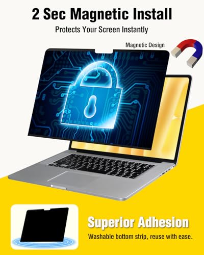 F FORITO Magnetic Privacy Screen Protector Compatible with MacBook Air 13.6/13 inch (2022-2026, M2, M3, M4, M5), 360° Anti Peeping Removable Anti Blue Light Anti Glare Laptop Privacy Screen Shield - size: for MacBook Air 13.6" (2022-2025, M2,M3,M4)