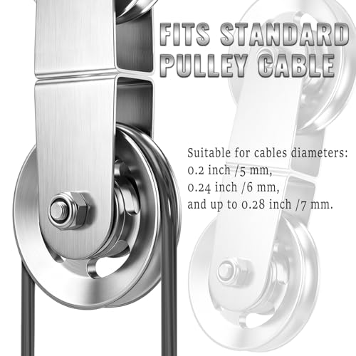 Swivel Dual Pulleys 360°Rotation Roller Reinforced double pulley Wheel for Home DIY Gym Pulley System Cable Machines fly machines Silent Bearing Swivel Groove Wheel Pull Down Attachment Weight Lifting