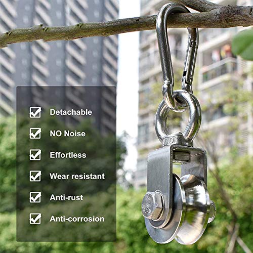 Pulley Wheel Stainless Steel Duplex Bearing Super-Silent Detachable 360 Degree Rotation Pulley System Gym Loading 500KG - size: 107mm