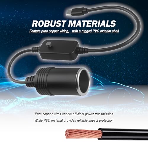 Adjustable USB to 12V Adapter with 5V/9V/12V/15V/20V Output,65W PD3.0 USB to Cigarette Lighter Adapter,Cigarette Lighter to USBs Adapters Car Accessories for LED Strips GPS Devices