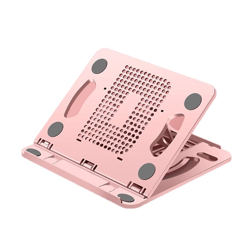 SUNGOOYUE Laptop Stand, 8 Angle Adjustable Foldable 360 Degree Rotating with Hollow Design for Office Home Classroom, Ergonomic Non Slip PP ABS Silicone Material (Pink) - color: Pink
