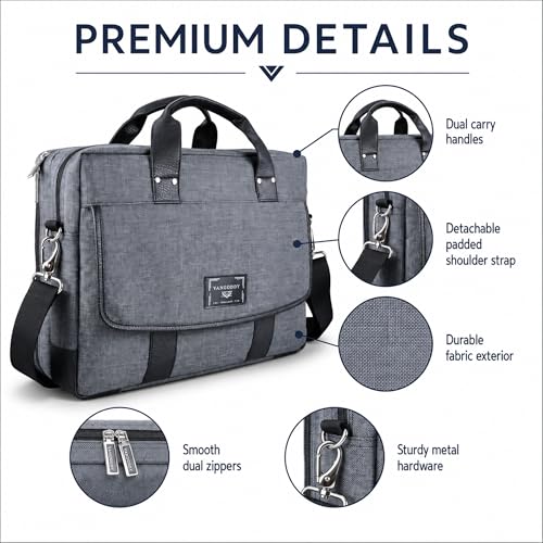 13" Daily Messenger Bag Compatible with MacBook Pro 13, Micro Brushed Twill Organizer with Tech Pockets Grey - size: 12.75 inches by 10.25 inches by 2 inches