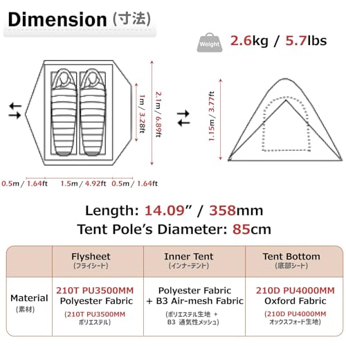 Azarxis 1 2 3 Person 3 Season Tent for Camping Backpacking Hiking Easy Set Up Waterproof Lightweight Professional Double Layer Aluminum Rod & Carry Bag - color: #1 Blue - 2 Person - 4 Season