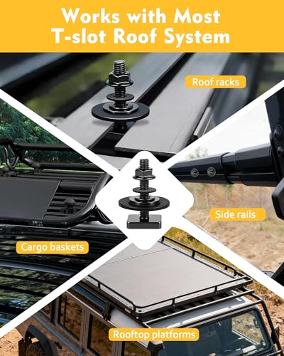T Slot Bolts for Roof Rack Cross Bars, Platform, Cargo Basket, Stainless Square T Track Bolt Adapter to Secure Bike/Ski/Kayak Rack, Solar Panel, Awning, 4mm Thick - color: M6x35mm,12pk