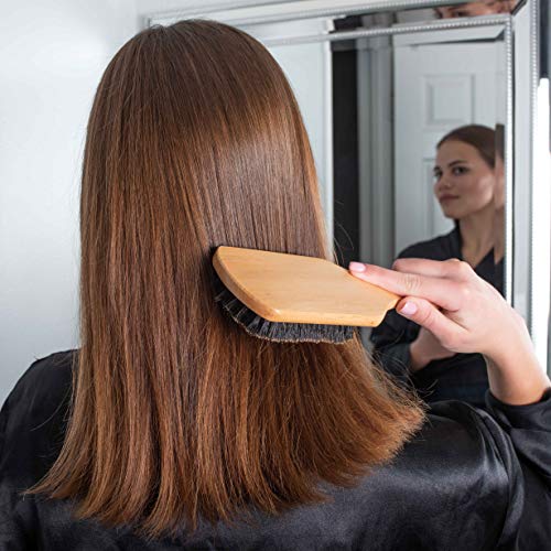 GranNaturals Boar Bristle Smoothing Hair Brush for Women and Men - Medium/Soft Bristles - Natural Wooden Large Flat Square Paddle Hairbrush for Fine, Thin, Straight, Long, or Short Hair