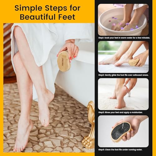 BEZOX Nano-Glass Pumice Stone for Feet Dead Skin, Eco-Friendly Pedicure Foot File Callus Remover - Bamboo Handle