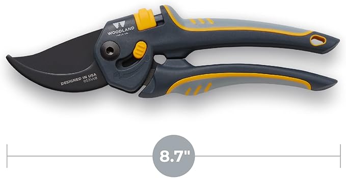 Woodland Tools Co. Super Duty Bypass Pruning Shears – 3/4" Cut Capacity, Gear-Driven Cutting System, High Carbon Steel Blade, Internal Spring, Adjustable Grip, Garden Pruner for Thick Stems and Shrubs