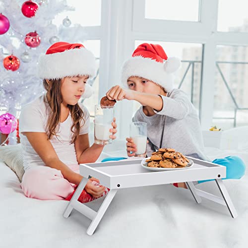 Artmeer FSC 100% Bamboo Bed Tray with Folding Legs, Medium, White | FSC 100% bamboo bed tray with folding legs, handles and raised edges for meals, laptops, reading and serving in bed. - color: White, size: Medium